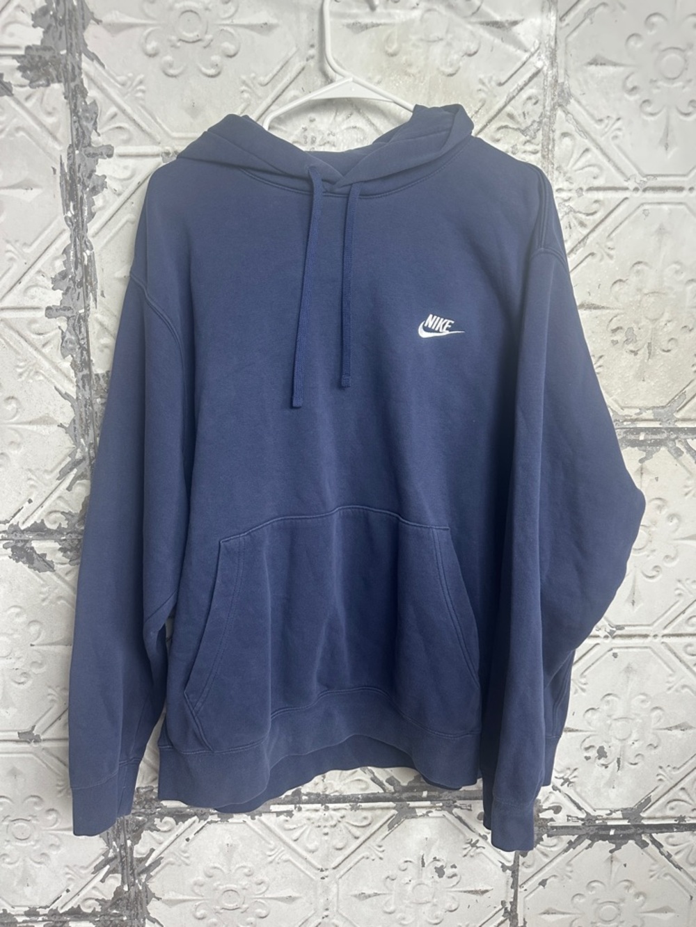 Nike Navy Blue Pullover Hoodie with White Logo